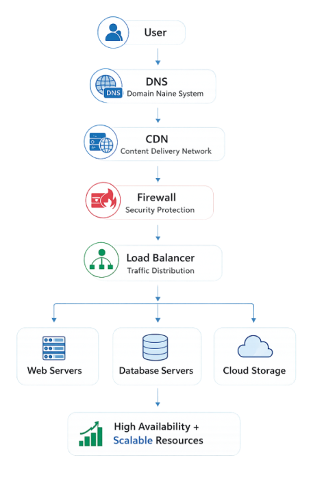 Web hosting infrastructure architecture diagram